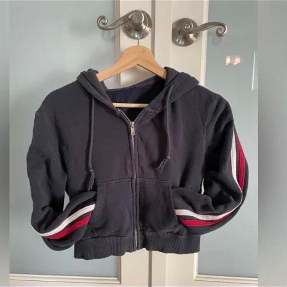 Brandy Melville zip crop sweater navy